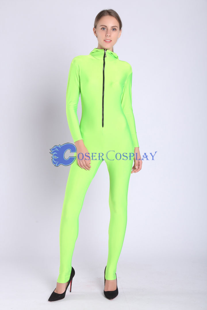 2018 Grass Green Simple Catsuit For Girl Hoodie